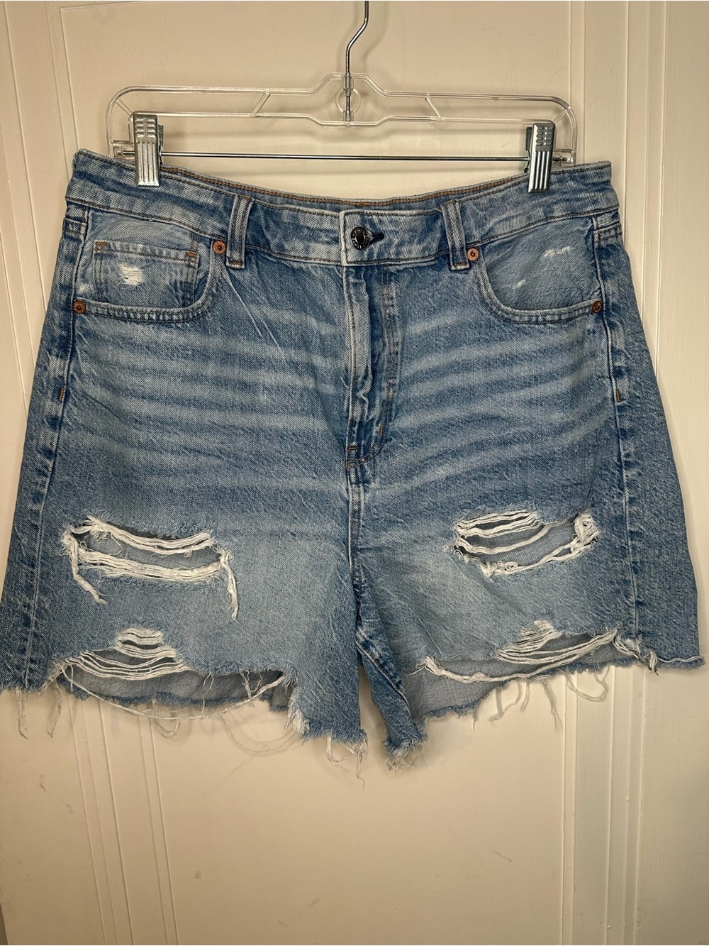 American Eagle Outfitters Light Blue Distressed Denim Cutoff Shorts